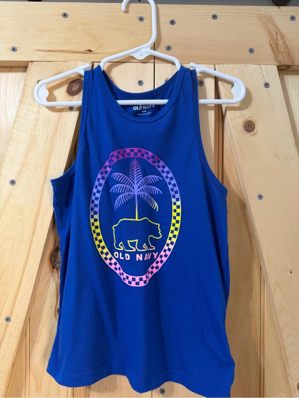 Old Navy Girls' Royal Blue Palm Bear Graphic Tank Top